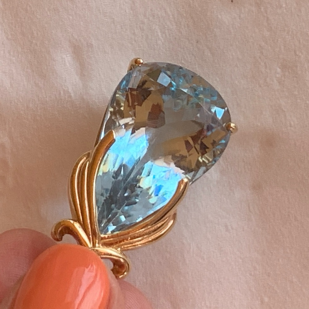 🎊HP🎊NWT 14KY Custom Genuine Blue Topaz Pendant - Picture 9 of 14